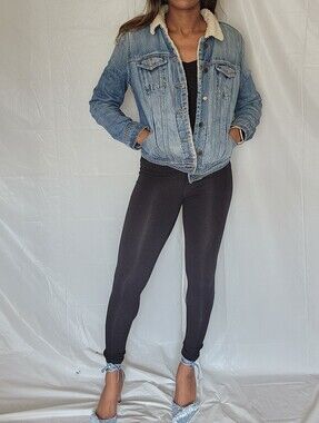 Sherpa Lined Distressed Denim Jacket
